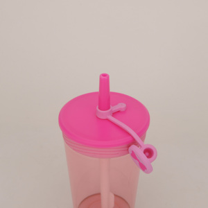 480ml bức tường duy nhất như BPA free nhựa nước trái cây cốc cốc với rơm Nắp - Product Image 2