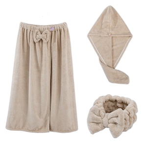 Women Beauty <strong>Towel</strong> Adjustable Soft Shower <strong>Wrap</strong> Body <strong>Towel</strong> <strong>with</strong> <strong>Velcro</strong> Drying Hair <strong>Towel</strong> Absorbent &amp; Quick Dry - Product Image 2