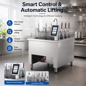Cocedor de Fideos Eléctrico Comercial de 5 Cestas con Elevación Automática, 12KW, de Acero Inoxidable, con Panel de Control Inteligente - Product Image 2