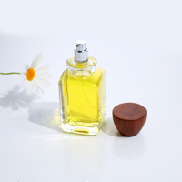 Bouteille de parfum en verre carrée classique bouchon en bois 30ml 50ml 100ml diffuseur de pulvérisation rechargeable en vrac disponible