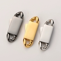 Boucle carrée polie à simple face en acier inoxydable 316L, finition or PVD 18K, fermoir chaîne cubaine pour la création de bijoux DIY