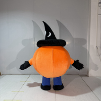 2m Aufblasbares Halloween-Kürbis-Maskottchen-Kostüm, Plüsch-Hexenhut Jack-o'-lantern Maskottchen-Anzug für Erwachsene Aufblasbares Maskottchen-Kostüm