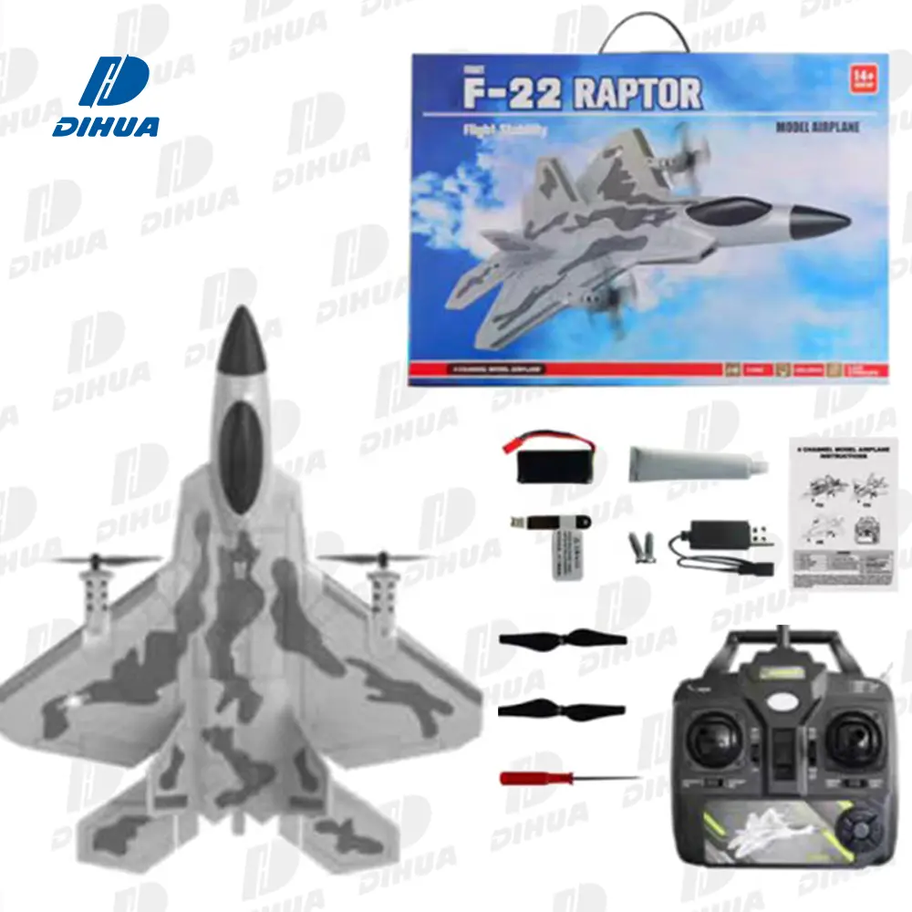 F22 RC Jet Plane Model Aircraft 2.4Ghz 4 CH Remote Control Plane with Two Modes Jet Fighter Toy for Kids and Adults