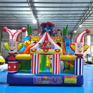 Commercial Circus Clown Theme Inflatable Bouncer bouncy Castle Slide bounce house jumping castle Amusement Park For Kids adults