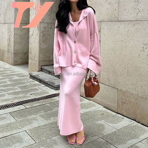 TUOYI da donna in tinta unita lavorato a maglia Casual Cardigan a maniche lunghe con gonna a canotta <span class=keywords><strong>alla</strong></span> <span class=keywords><strong>caviglia</strong></span> - Product Image 1