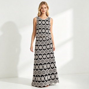 Summer Women's Boho <strong>Crochet</strong> Sleeveless Vest &amp; Maxi Skirt <strong>Two</strong> <strong>Piece</strong> Outfit OEM ODM Summer <strong>Crochet</strong> Outfit <strong>Set</strong> <strong>Crochet</strong> 2 <strong>Piece</strong> <strong>Sets</strong> - Product Image 1