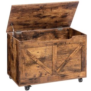 Wholesale Wood Storage Chest Storage Trunk on Wheels U-Shaped Opening Sturdy Storage Bench Movable Wooden Entryway Shoe Bench