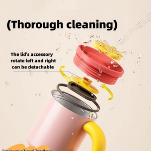 แก้วเก็บความร้อนสุญญากาศสแตนเลสทรงแก้วไวน์ขนาด 12 ออนซ์ พร้อมหูจับและฝาปิดแบบเลื่อนกันน้ำกระเซ็น ใช้สำหรับกาแฟได้ - Product Image 5