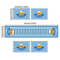 Nappe de table en polyester à motif bière Oktoberfest allemande, bleu et blanc à carreaux, pour décorations de fête et fournitures de table