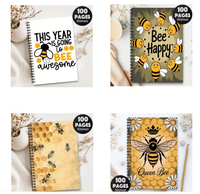 Carnet à spirales A5 personnalisé avec logo, retour à l'école, imprimé avec des abeilles, pour les étudiants, reliure spirale, couverture en papier souple, journal à ouverture plate