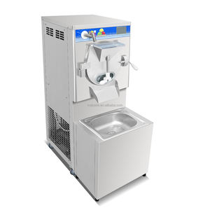 Machine à glace dure et gelato professionnelle ETL ICM-28SY sur pied avec refroidissement par eau, pulvérisateur, évier et congélateur discontinu en acier inoxydable - Product Image 1