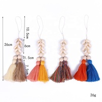 Aksesoris Gantungan Tas Kerang Warna-Warni Tenun Tangan Gaya Nordik Tali Rami Bohemia dengan Rumbai yang Dapat Disesuaikan