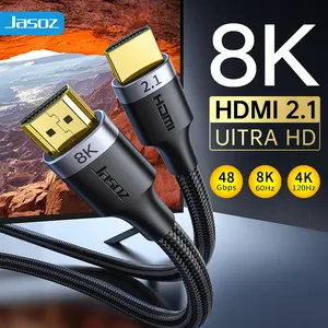 Jasoz स्टॉक में काले 5m ऑडियो वीडियो केबल 8K 60hz उच्च गति HDMI केबल ईथरनेट 3d 4k 8k HDMI केबल