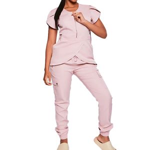 Fashion Design Royal Blue Housekeeping Female Medical <strong>Scrubs</strong> Hospital Food Service Uniforms With Invisible Gold Zipper <strong>Scrub</strong> <strong>Top</strong> - Product Image 3