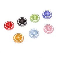 Manik-manik irisan buah lemon kartun 14mm, warna kuning oranye