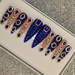 <span class=keywords><strong>Uñas</strong></span> Postizas Acrílicas Francesas Largas Tipo Bailarina <span class=keywords><strong>con</strong></span> Brillantes Estrellas de Diamante, <span class=keywords><strong>Uñas</strong></span> Artificiales Personalizadas al por Mayor - Product Image 6