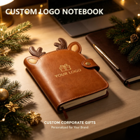 Carnet en PU personnalisé en forme de renne mignon, journal en cuir avec logo personnalisé, cadeau de Noël, carnet OEM ODM