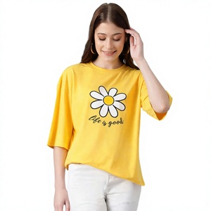 Camiseta Gráfica para Mujer, Superventas, Algodón Jersey, Manga Corta, Estampada, Informal, Marca Privada, Fabricante OEM, Venta al Por Mayor - Product Image 3