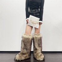 Bottes de neige chaudes et tendance pour filles, en fourrure, grandes tailles, bout rond, pour femmes, hauteur genou, en fourrure, pour l'extérieur - Vente chaude