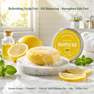 Shampooing <span class=keywords><strong>solide</strong></span> à l'extrait de citron naturel, sensation rafraîchissante du cuir chevelu, équilibrant le sébum, renforçant les cheveux, sans sulfate, sans paraben, 60g - Product Image 2