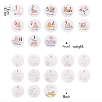 Cartes personnalisées pour les étapes importantes de bébé, 13 pièces, thème ours, ensemble d'accessoires photo mensuels pour nouveau-né, cartes rondes pour cadeau de baby shower, faible MOQ