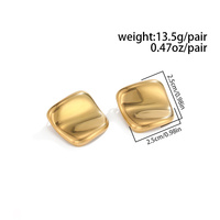 Boucles d'oreilles clous carrées concaves en acier inoxydable PVD 18 carats pour femmes, accessoires tendance en gros, bijoux de mode, cadeau