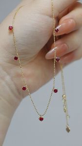 Collier en or 18 carats Xinfly avec rubis, design étoile unique, chaîne à maillons, pour cadeau de fiançailles, vente chaude, bijoux de style vintage - Product Image 4