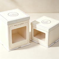 Boîte d'emballage pour gâteau en carton portable avec fenêtre transparente recyclable, finition mate, sur mesure