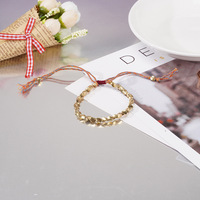 Bracelet tendance à franges géométriques tressées avec perles en laiton irrégulières plaquées or antique pour femmes et hommes - Cadeau de mariage