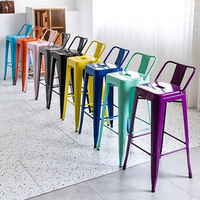 Tabourets empilables de hauteur de comptoir 65/75 cm, chaises de bar industrielles en métal avec dossier