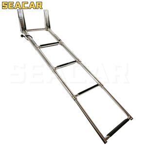 Seacar 4-Step Stainless Steel Boat Ladder With Handrails For <b>Yacht</b> Deck Access - Product Image 5