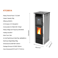 Poêle à granulés de biomasse en acier KTC0801A moderne avec contrôle Wi-Fi automatique et four, idéal pour la restauration, les hôtels et les villas – Cheminée de cuisson au granulés
