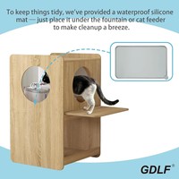 Venta al por mayor de fábrica: Casa de madera para gatos con ventana, comedero y compartimento de almacenamiento, doble orificio, mueble tipo condominio para gatos de interior, OEM