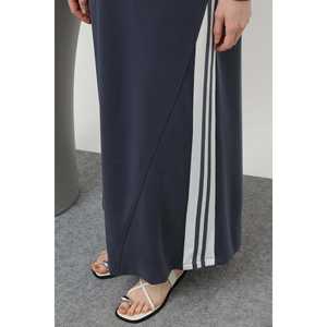 เดรสยาวคอตั้งทรงหรูหราผ่าข้างทรงหลวมผ้าทอสีดำลำลองใส่ได้ทุกวันแฟชั่นสำหรับผู้หญิง - Product Image 4