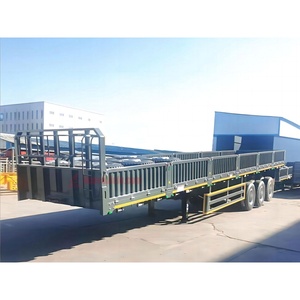 Semi-remorque à parois latérales <span class=keywords><strong>en</strong></span> acier de 45 pieds avec bâche pour le transport de marchandises lourdes <span class=keywords><strong>en</strong></span> vrac et de ciment ensaché - Product Image 2