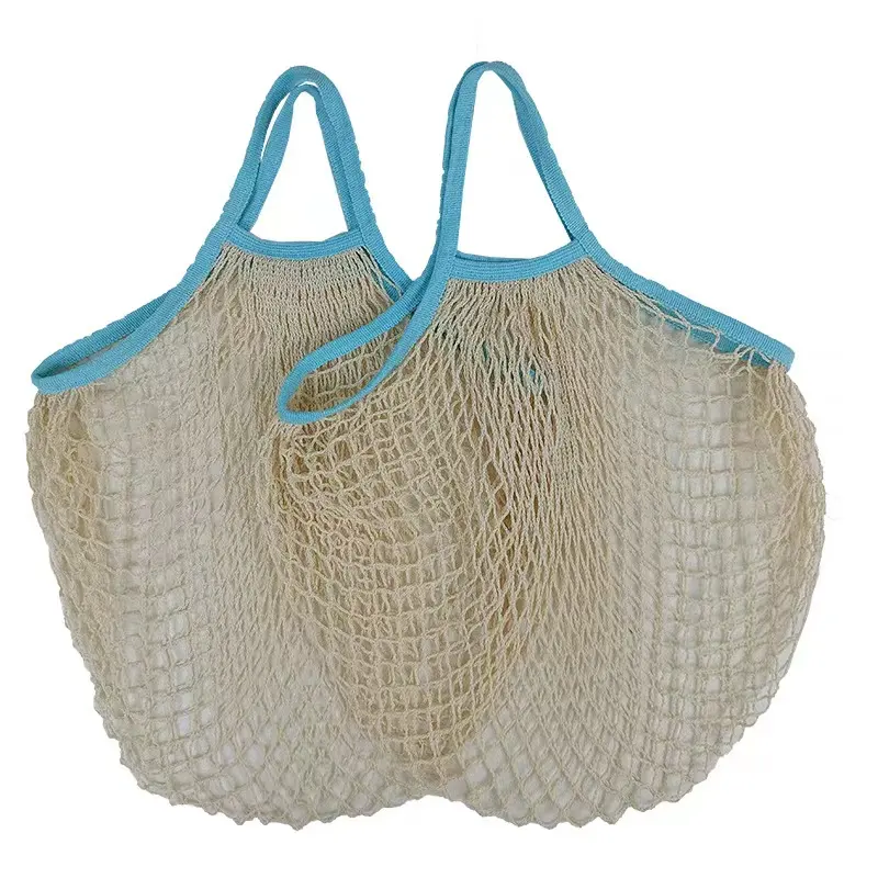 White handbag refrigerator collapsible storage bags recycled PET fine mesh supermarket fruit vegetable shopping bag