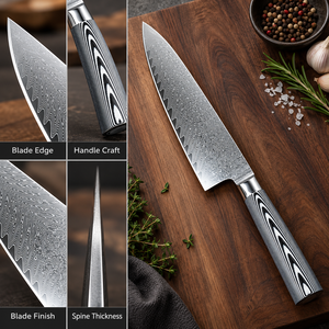 Wholesale 2 Piece Kitchen <b>Knife</b> <b>Set</b> Patterned Cooking <b>Knives</b> with Striped Handles OEM ODM Custom Logo Packaging - Product Image 4