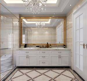 Meubles de salle de bain modernes muraux avec miroir et lavabo, couleur grise, meubles de maquillage, fabriqués à Foshan - Product Image 5