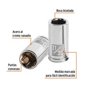 Juego de llaves de vaso de 6 puntas BOX 6 de 11/32 pulgadas, con accionamiento de 1/4 de pulgada, TRUPER - Product Image 2