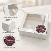 Boîte à gâteau portable en carton recyclé écologique, personnalisable, avec fenêtre de présentation et marquage à chaud, pour boulangerie et vente au détail (vente en gros)
