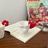 Mug en porcelaine moderne avec décor de fleurs 3D en forme de cœur et de citron, cadeau personnalisé pour couple, tasse à thé ou à café sans poignée, compatible lave-vaisselle et micro-ondes