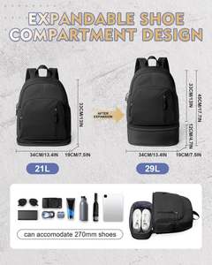 Anti Theft Lightweight Waterproof Zipper Travel Casual Sport Fitness <b>Gym</b> Laptop <b>Backpack</b> with Shoe Compartment for Men <b>Women</b> - Product Image 2