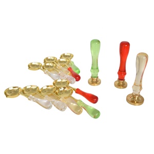 In primo piano in metallo manico in legno piccolo grande sigillo di cera timbro cucchiaio per fusione a cera muti colori - Product Image 5