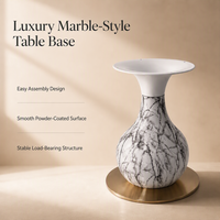 Socle de table de luxe en métal doré, motif marbre, forme vase, base ronde pour salle à manger et table basse