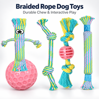 Jouets à mâcher en corde pour chien avec balle en TPR, jouet de traction tressé durable pour chiens de petite, moyenne et grande taille