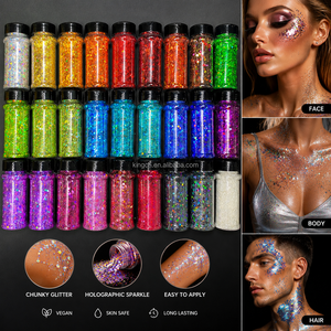 Brillo Corporal Grueso de Grado Cosmético al por Mayor, Brillo Vegano Holográfico <span class=keywords><strong>para</strong></span> Rostro y Cabello <span class=keywords><strong>para</strong></span> Maquillaje de Festivales de Música y Fiestas Rave - Product Image 1