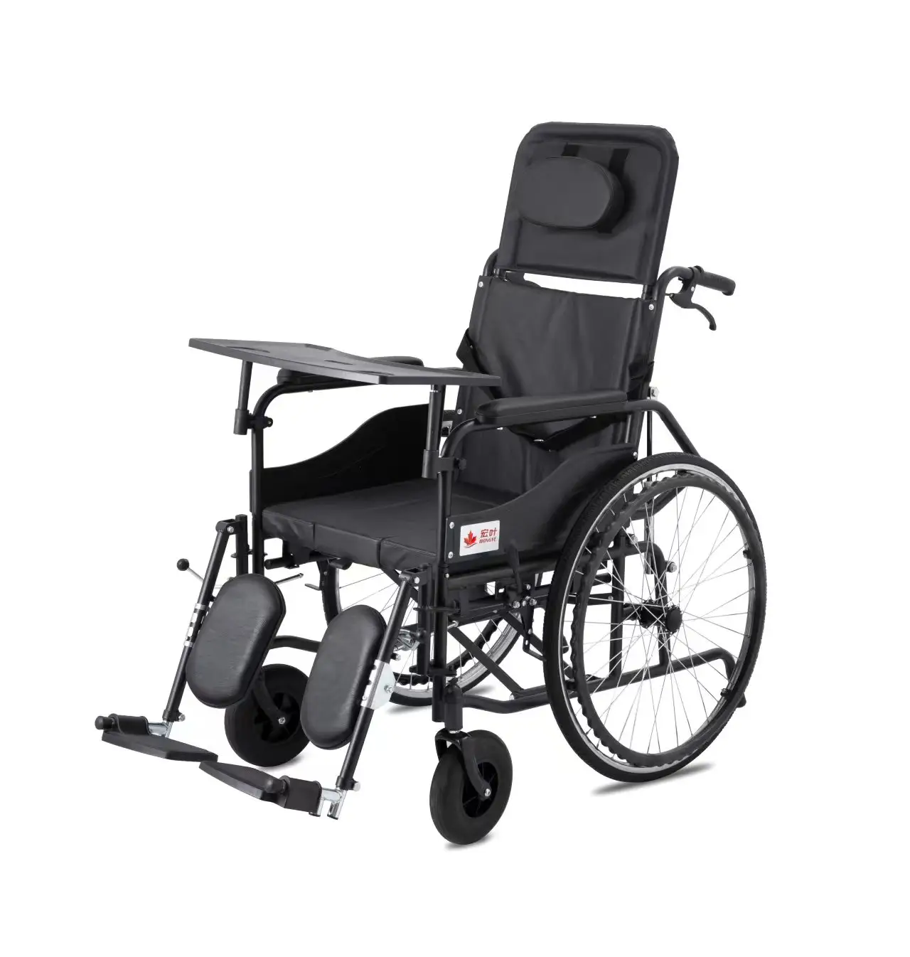Harga rendah Kursi roda manual kursi roda baja karbon bantal kursi nyaman dengan sandaran dan sandaran kaki untuk orang cacat