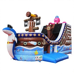 Castillo Inflable con Tobogán de Barco Pirata, Castillo Inflable con Animales, Castillo Inflable con Trampolín - Product Image 1