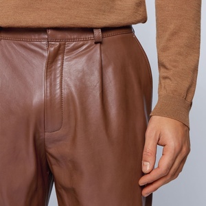 Pantalon en cuir marron pur pour homme, tenue de motard, personnalisé, meilleur vente, offre spéciale, - Product Image 3