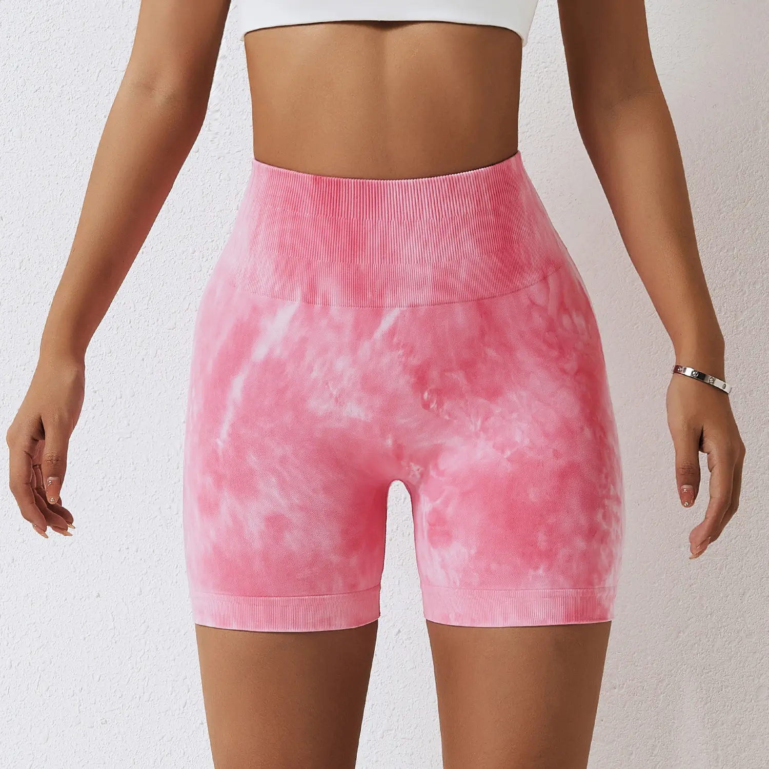Spring Summer Tie dye Athletic Apparel Manufacturer Women Seamless Outdoor High Waist Hip Lift Tight Yoga Shorts leggings